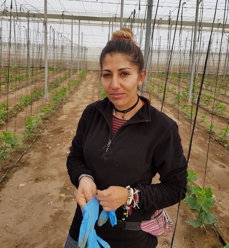 Carmen Heredia, trabajadora de invernadero