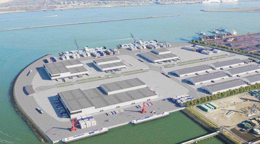 Alzado de la obra del Puerto de Rotterdam.