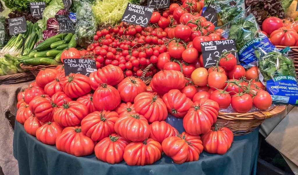 Tomates en el mercado Borough de Londres.