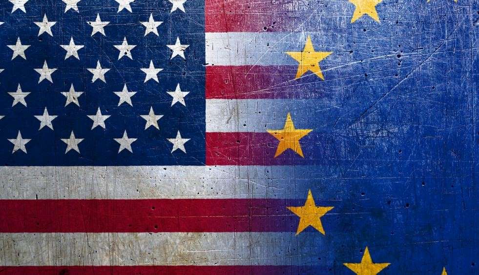 banderas EE UU Unión Europea