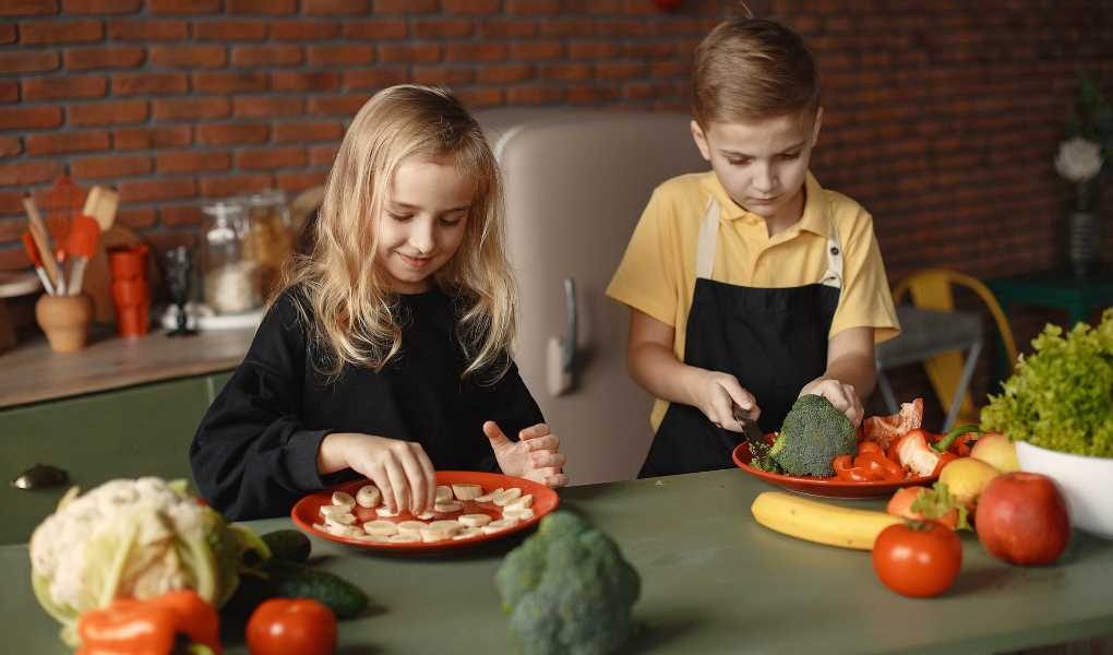 niños verduras