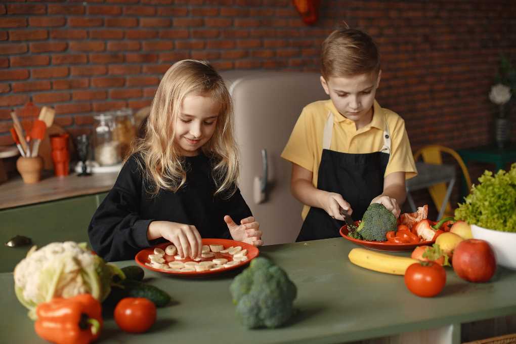 niños verduras