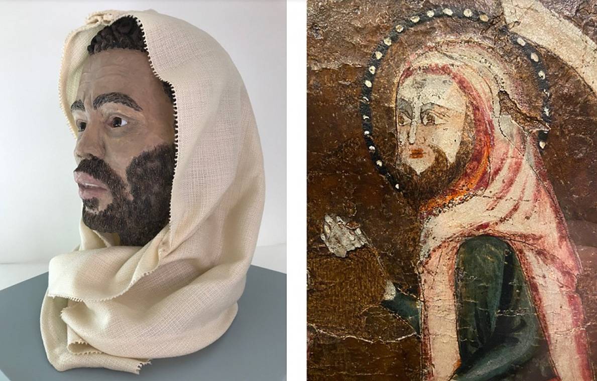 Reproducción facial escultórica y antigua pintura de San Isidro Archidiócesis de Madrid