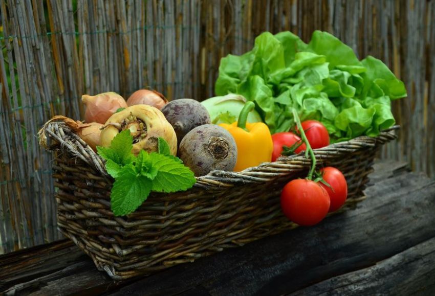 Cesta con verduras