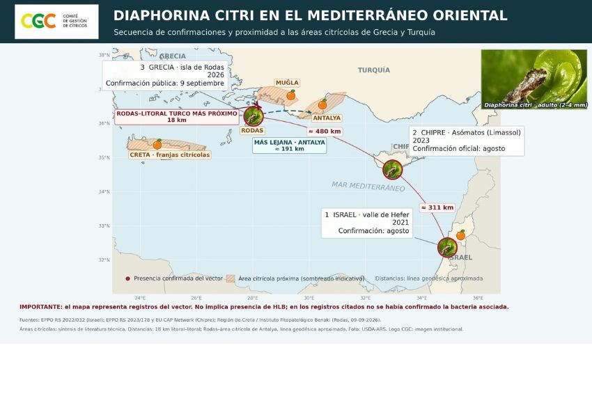 mapa Citrus greening
